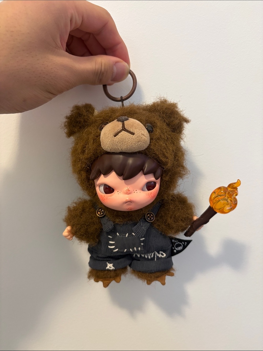 Hirono Plush Bear Costume Keychain — Brown Small Pets Accessory